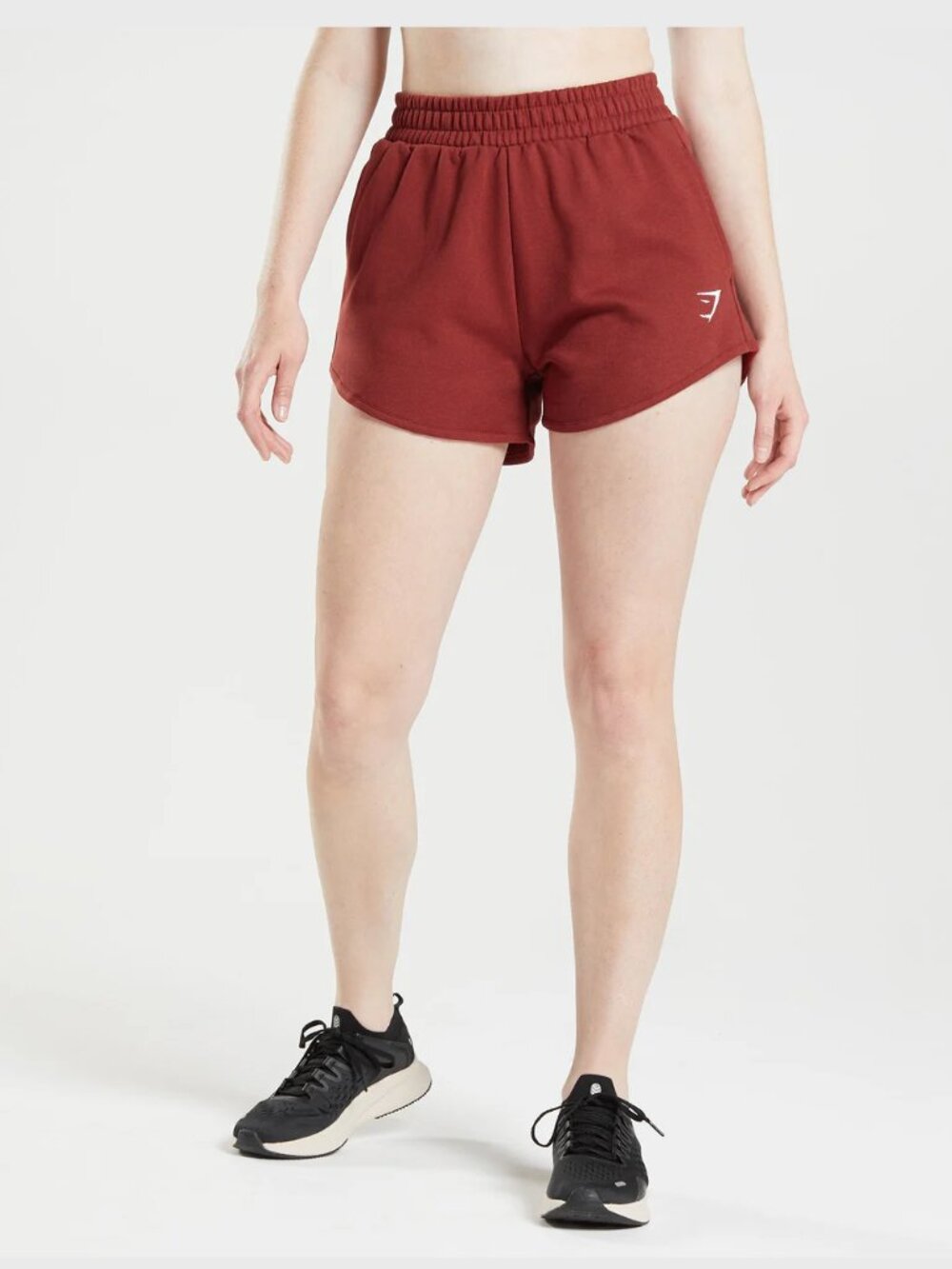 GYMSHARK Training Sweat Shorts Relaxed Boxy Fit Rosewood Red Women's Medium x 3"